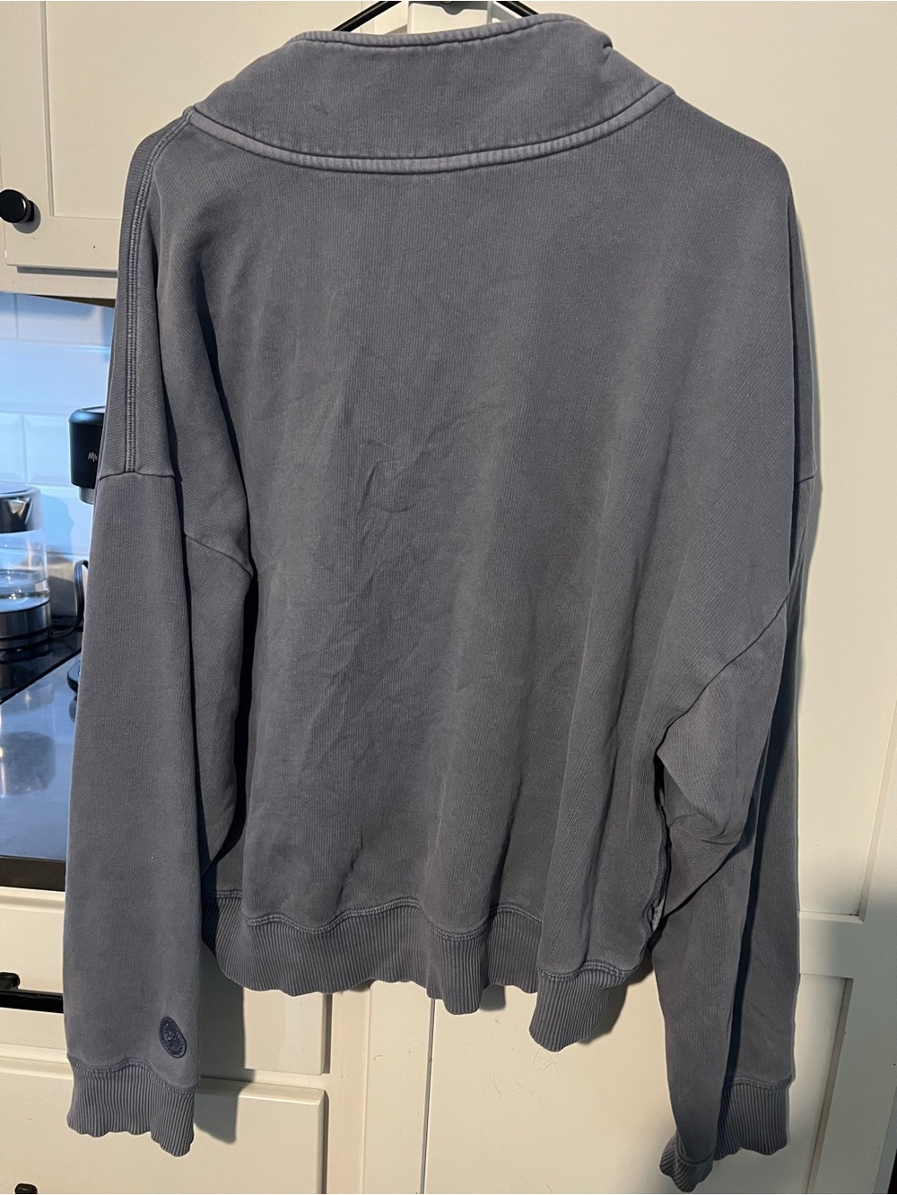 PINK Victoria’s Secret XL Oversized Quarter Zip Sweatshirt Washed Gray Pullover - Picture 8 of 8